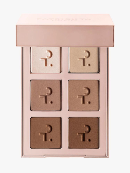 Patrick Ta Artistry Edit Eyeshadow Palettes in branded component on a light gray background